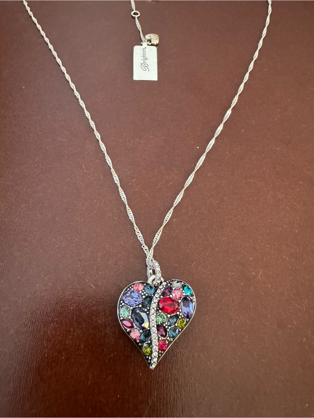 Brighton Multicolor Crystal Heart Pendant Necklace - Picture 2 of 7
